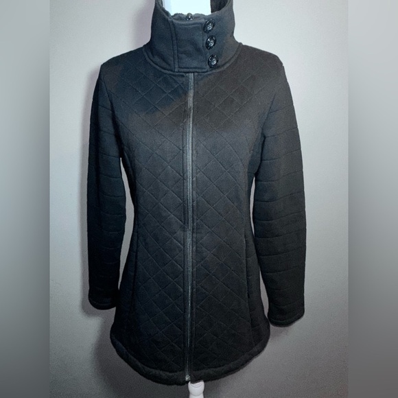 The North Face Quilted Fleece Jacket Women’s Large – Full Zip High Neck Black - Picture 2 of 12